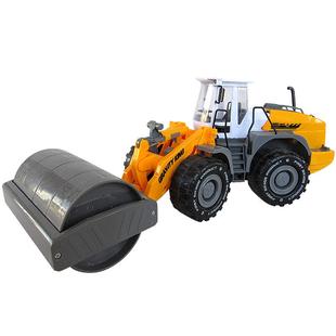 压路机工程车模型惯性滑行推土机儿童玩具钻地仿真大号男孩挖掘机