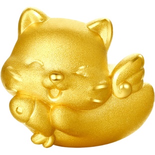 周六福黄金手链足金定价好运起飞萌趣动物生肖兔转运珠红手绳手饰