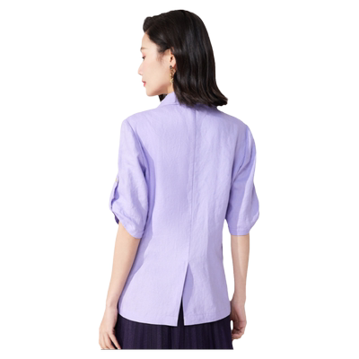 乔万尼小西装外套女2026新款西服紫色清爽亚麻中袖设计ET1B506