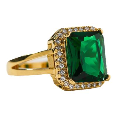 方形宝石祖母绿戒指复古小众方戒