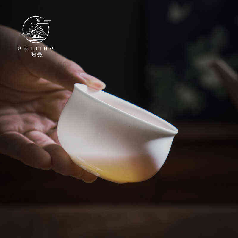 归景丨禅定丨主人杯大号单杯品茗杯骨瓷杯高档个人普洱杯大容量