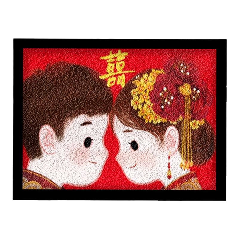 DIY手工纸浆画卡通情侣结婚客厅来图定制环保创意装饰画材料包