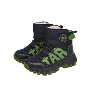 泰兰尼斯冬季东北加绒加厚大棉靴中大童雪地靴儿童防水中筒户外鞋
