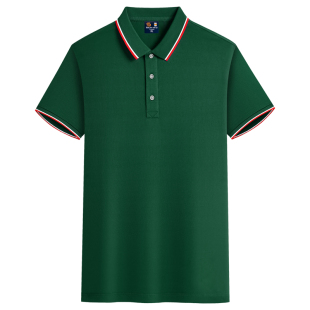 墨绿色餐饮冰丝T恤工作服定制印logo刺绣夏季短袖服务员工装套装