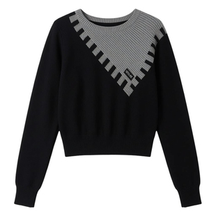 女款2026年新款春装针织衫上衣女秋美式复古不规则假两件显瘦毛衣