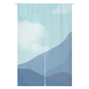 山水风景装饰门帘隔断帘简约卧室半帘挂帘免打孔卫生间遮挡布帘子