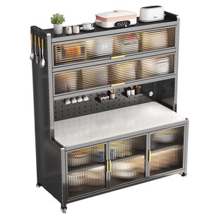 厨房置物架餐边柜岩板储物柜落地多层微波炉多功能收纳碗柜橱柜子