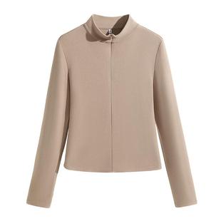 真维斯半高领打底衫女2026新款内搭秋冬季加绒半开拉链长袖上衣W