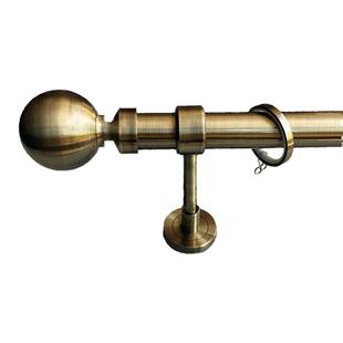 欧式28+19mm窗帘杆L型转角镀青古铜色罗马杆电镀款圆球单双轨推荐