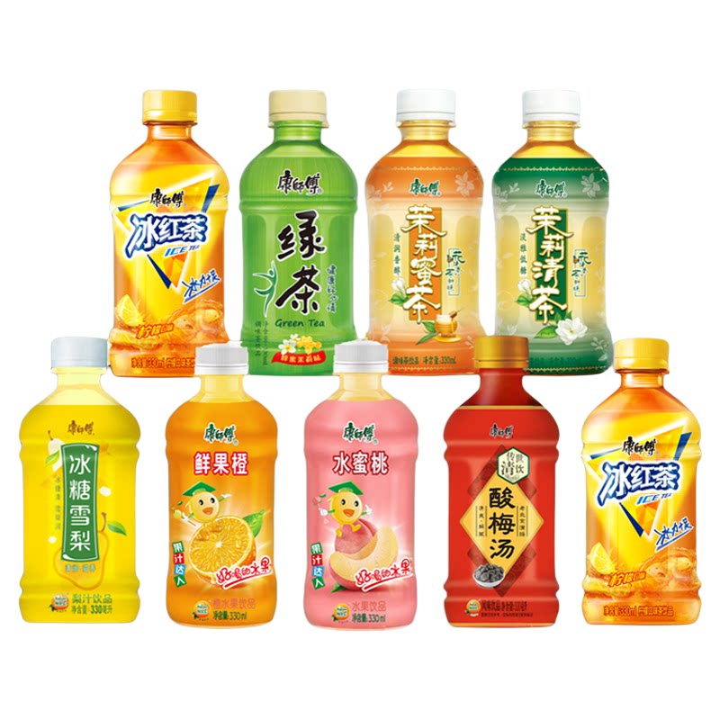 康师傅饮料330ml*12瓶迷你小瓶装冰红茶绿茶茉莉蜜茶水蜜桃酸梅汤