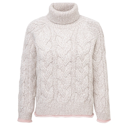 高级感绞花高领套头针织衫
