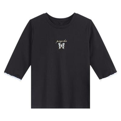 高端中袖上衣七分袖t恤女