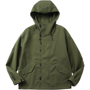 KUYIOU/巡洋舰夹克改良 微皱肌理面料快拆扣宽松连帽夹克外套男