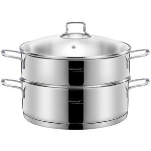 慕厨304不锈钢一层蒸锅火锅煤气电磁炉通用加厚1层蒸笼24/26/28cm