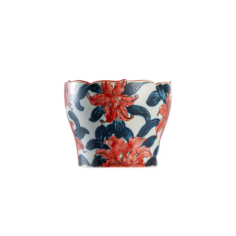 中式青花瓷百合花功夫品茗杯