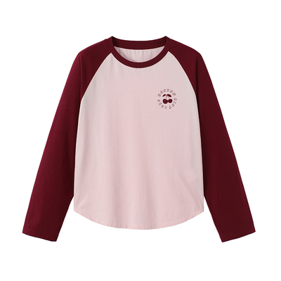 URLAZH有兰拼色插肩袖长袖T