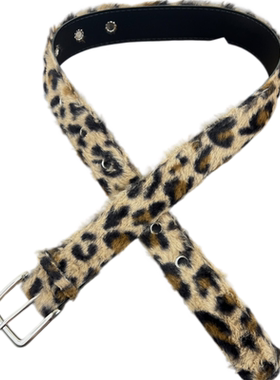 豹纹毛绒皮带女装饰辣妹腰带配饰