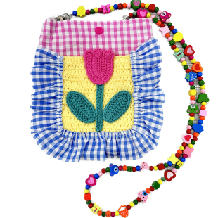 【宋茜同款】SIF MERMER彩色链条小花钩针猫咪印花迷你斜挎手机包