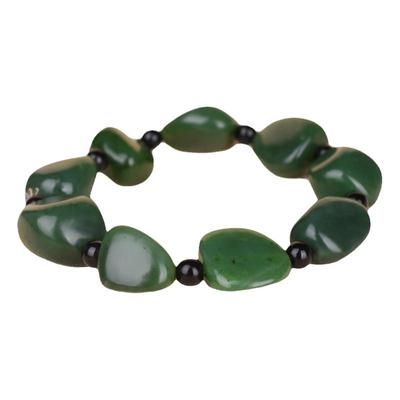 和田碧玉随形原石手链菠菜绿手串