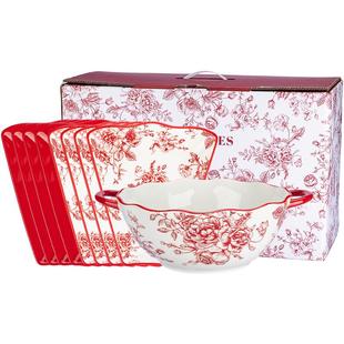 摩登主妇玫瑰假日餐具套装家用团圆拼盘碗具乔迁订婚结婚新婚礼物