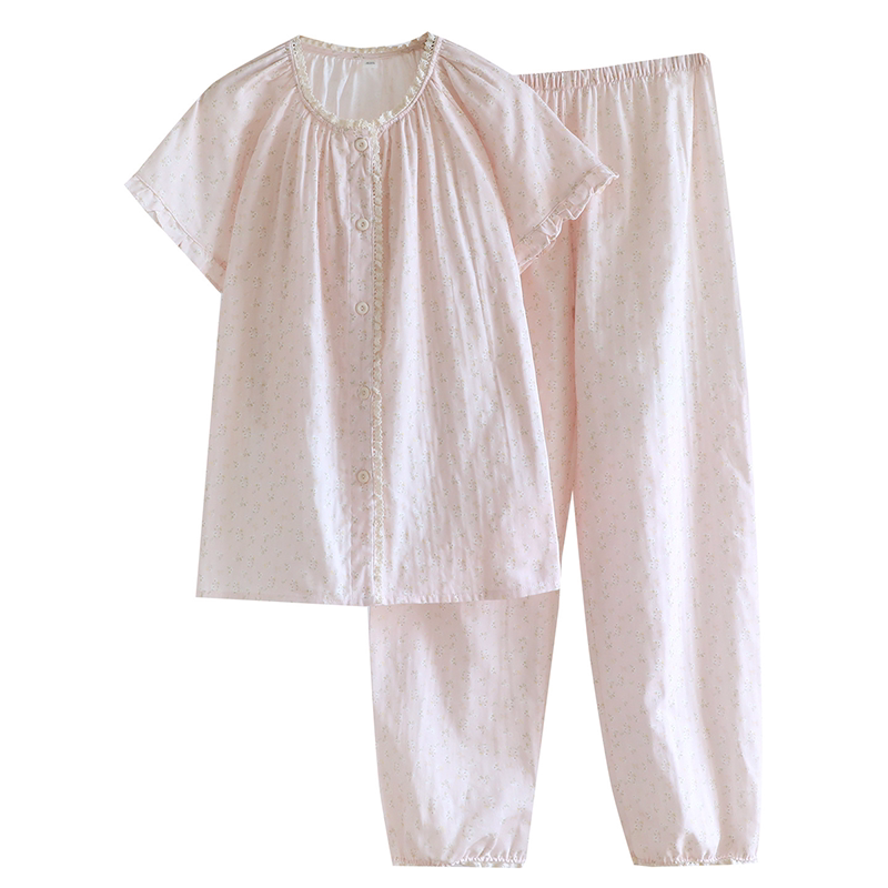 夏季纯棉甜美薄款睡衣女大码休闲短袖宽松家空调居家服套装春秋