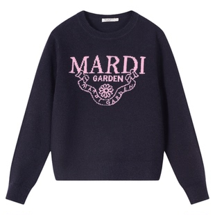 MARDI女款套头针织衫春季新款刺绣字母时尚休闲显瘦百搭长袖上衣