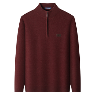 [羊毛羊绒]梦特娇男士羊绒羊毛衫25冬季拉链半高领毛衣加厚保暖J