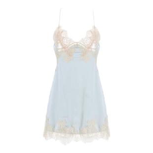 今夕何夕情侣性感睡衣女夏款真丝蕾丝诱惑纯欲吊带睡裙睡袍男套装