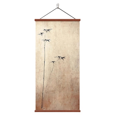 新中式竹报平安茶室玄关装饰画