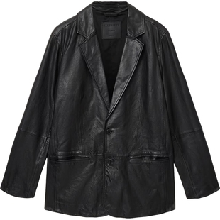 ALLSAINTS男士商务西装皮衣夹克Ashvale宽松真皮外套2026年春季