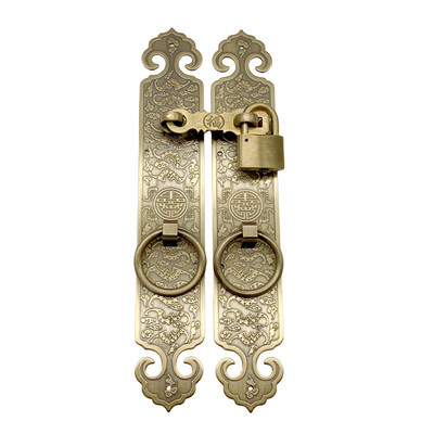 祥瑞铜艺黄铜木门中式纯铜门把手