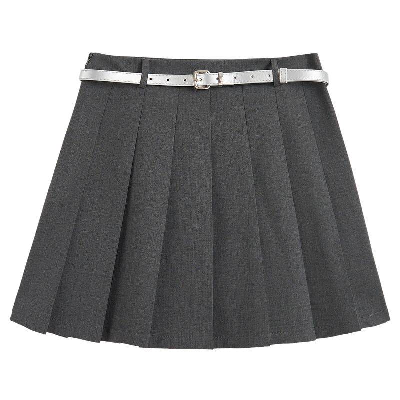 紫涵学院风百褶短裙女春秋季新款高腰显瘦JK裙百搭休闲a字半身裙