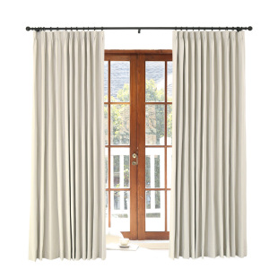 Sellin塞林 韩式奶油白全遮光送高温定型麻环保水洗纯色窗帘定制