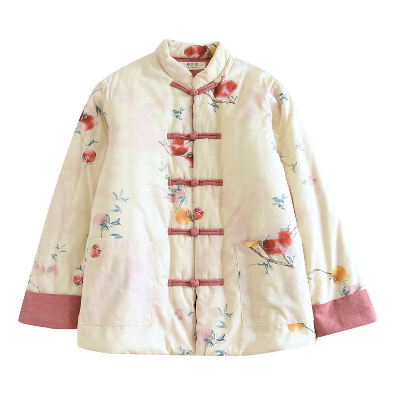 可外穿睡衣新中式棉服纯棉夹棉加厚保暖棉花衣花棉袄盘扣复古