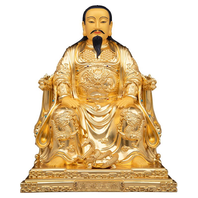 真武大帝神像全黄铜贴金玄天上帝