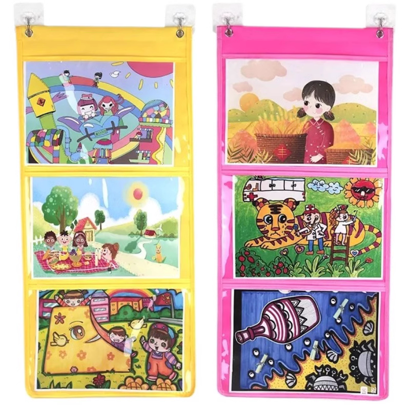 幼儿园作品展示挂袋绘本美术画画