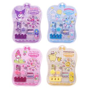 儿童炫彩美甲套装可撕指甲油指甲片金粉钻贴分指器戒指安全无异味