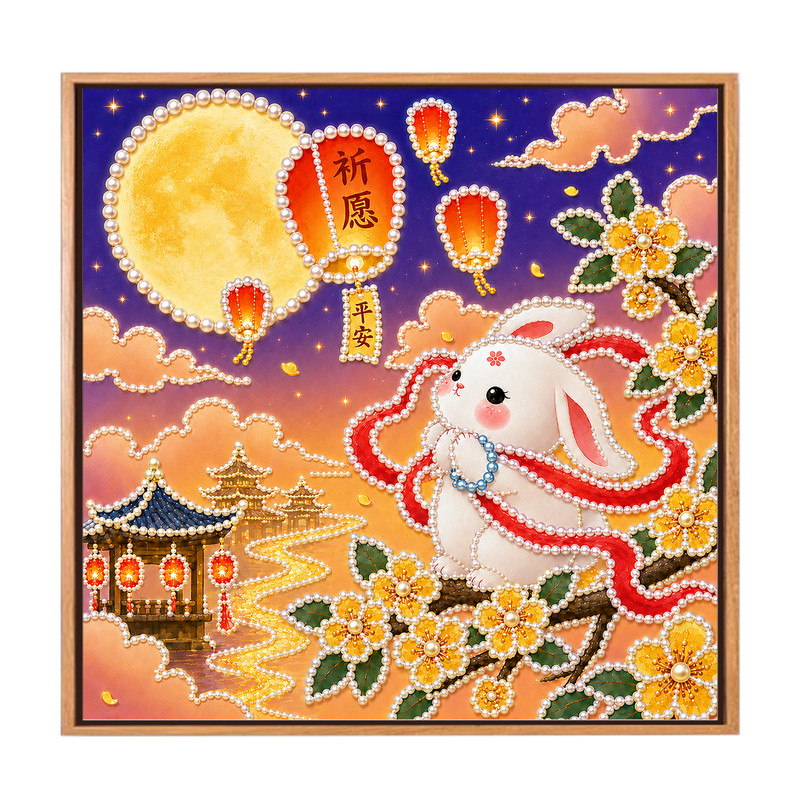 中秋节珍珠画公司社区儿童手工画
