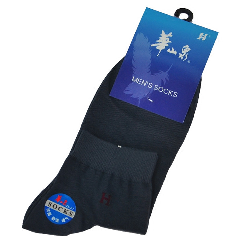 3双华山泉袜子A105纯棉男袜纯色短筒运动薄款袜男装透气吸湿短袜