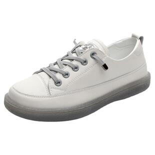 特大码女鞋41到43春秋新款平底休闲软底不累脚女脚宽小白鞋女真皮