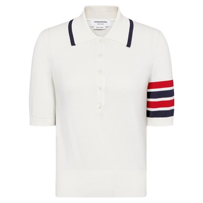 [夏日新品]THOM BROWNE 女士棉质 HECTOR提花四条纹短袖 Polo 衫