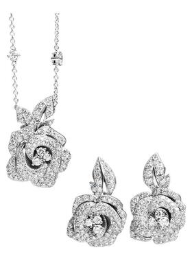 FIICCI菲伊奇 铂金培育钻石锁骨链玫瑰花耳坠常百搭珠宝首饰女