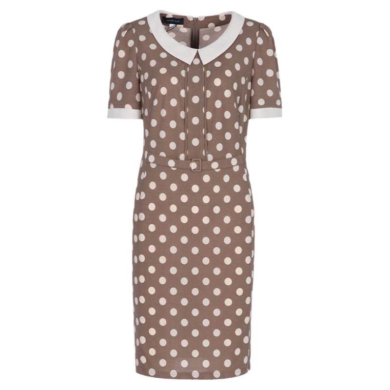 靓诺法式波尔卡圆点针织连衣裙女2024夏季新款收腰印花裙LL24293A