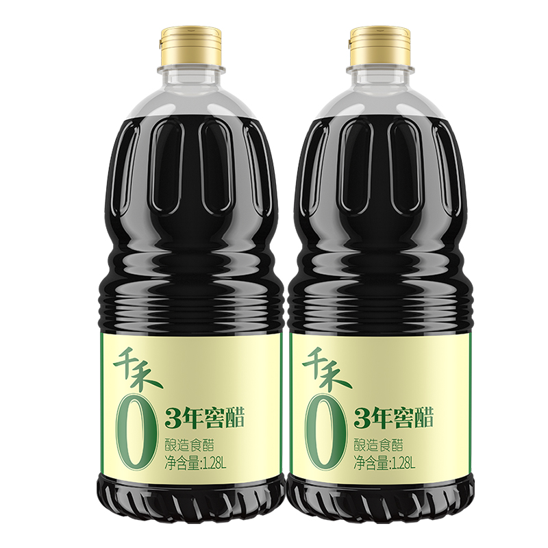 千禾零添加3年窖醋陈醋凉拌点蘸调味家用酿造食醋5°酸正品1.28L