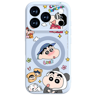 适用苹果17proMax手机壳磁吸iPhone17相机按键全包16pro蜡笔小新MagSafe新款15液态硅胶14保护13防摔air/ip12