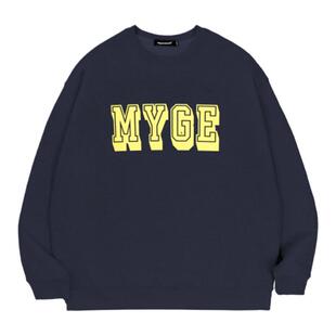 MYGE复古美式校园字体印花套头圆领卫衣