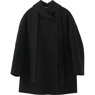 素然WHM 冬季女士轻柔羊毛双面呢翻领气质复古短大衣