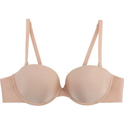 纯色礼服女内衣无肩带半罩杯上托