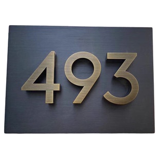 定制不锈钢复古黄铜拉丝金庭院发光数字做旧仿铜号码广告入户门牌