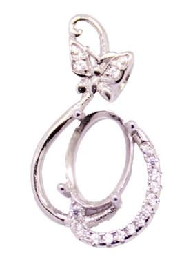 纯银吊坠空托四爪DIY玉石翡翠